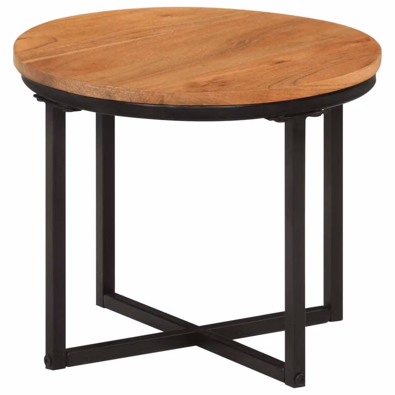 Tavolino 35x35x30 cm in legno massiccio di acacia e ferro