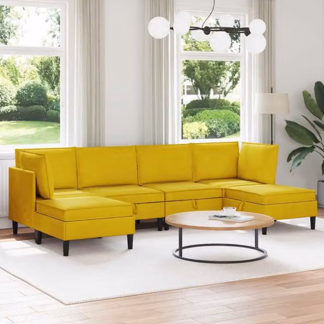 Set di mobili per il soggiorno 6 pz Giallo Velluto 3413762