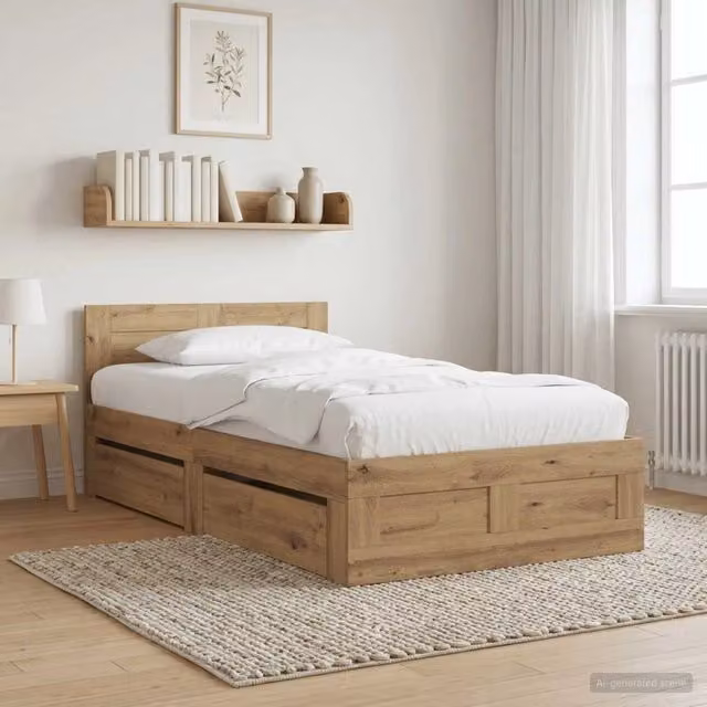 Struttura del letto con cassetto 2 pz Rovere Artigianale 3429684