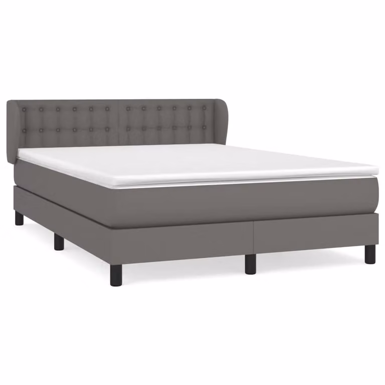 Giroletto a Molle con Materasso Grigio 140x200 cm in Pelle finta