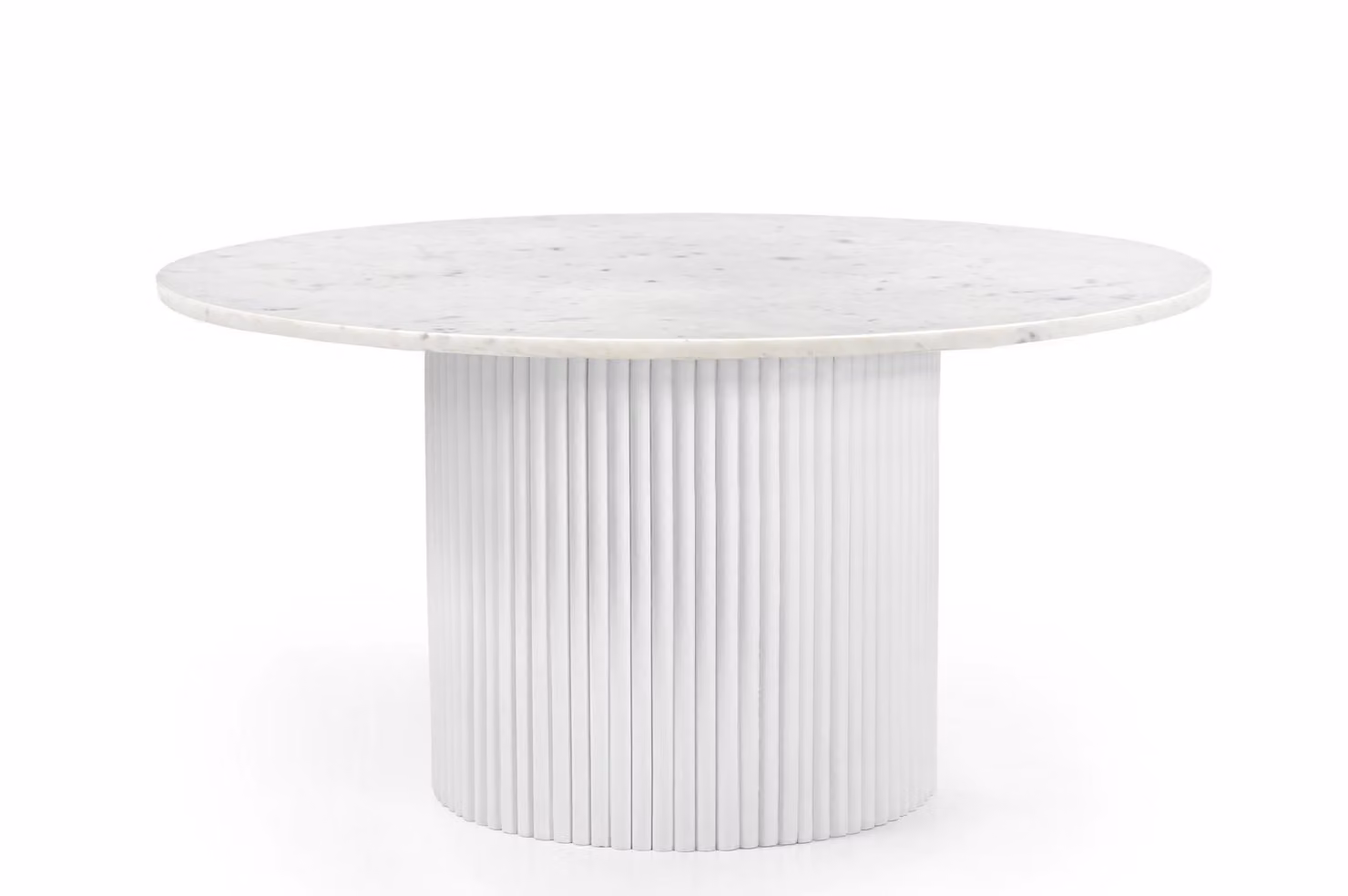 Marmoholz - Tavolo rotondo Roma Ø80 x H40 cm in marmo bianco naturale e legno di mango bianco - elegante tavolino in stile scandinavo