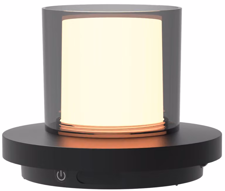 Lampada da tavolo solare 2-in-1, dimmerabile, luce bianco caldo, grado di protezione IP44, colore nero
