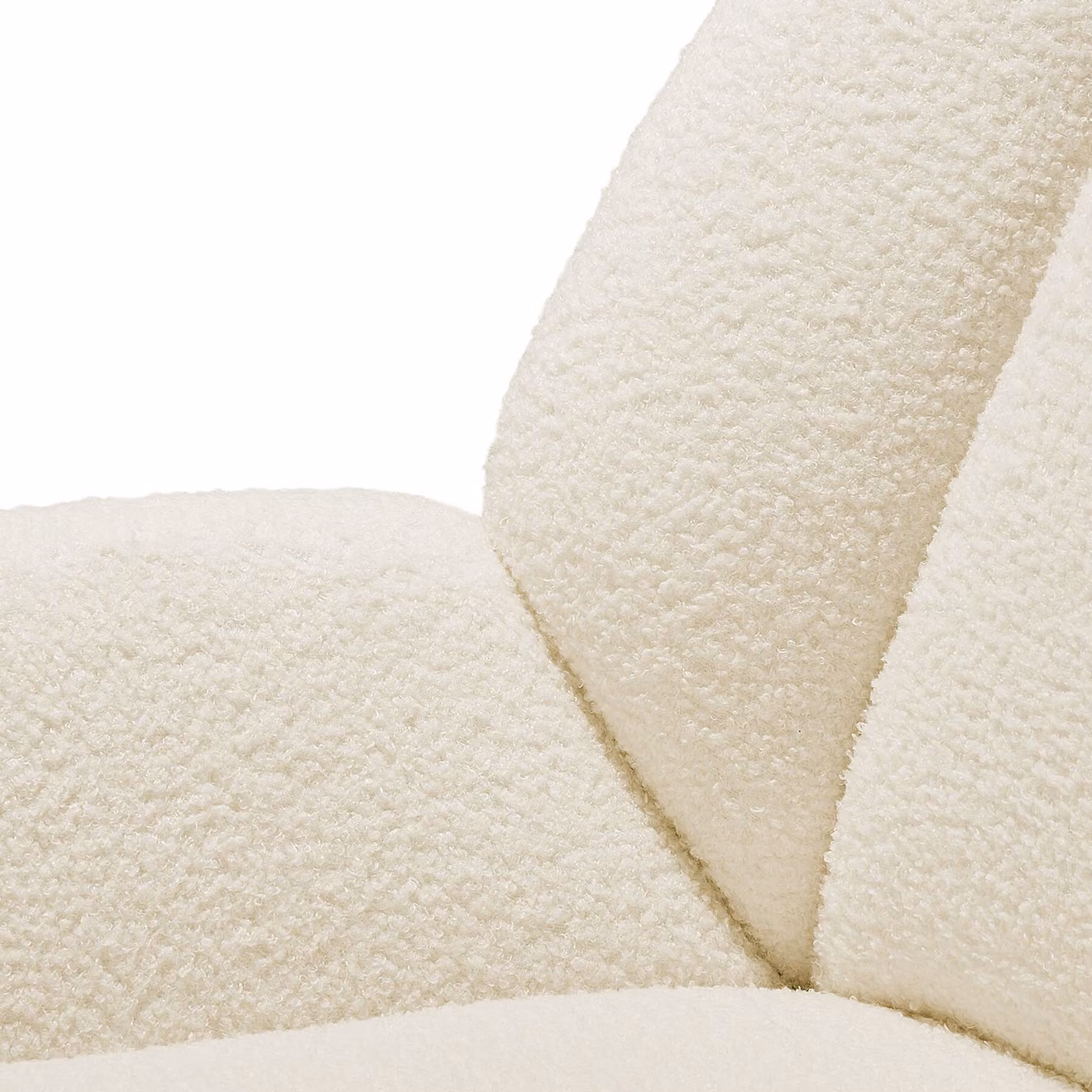 Poltrona Kjeld TecTake in tessuto bouclé bianco con struttura in metallo e braccioli per soggiorno o camera da letto – 1