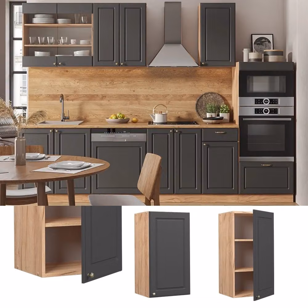 Pensile da cucina Vicco Fame-Line Antracite e Rovere Dorato con ante a battente L 40 cm – 2