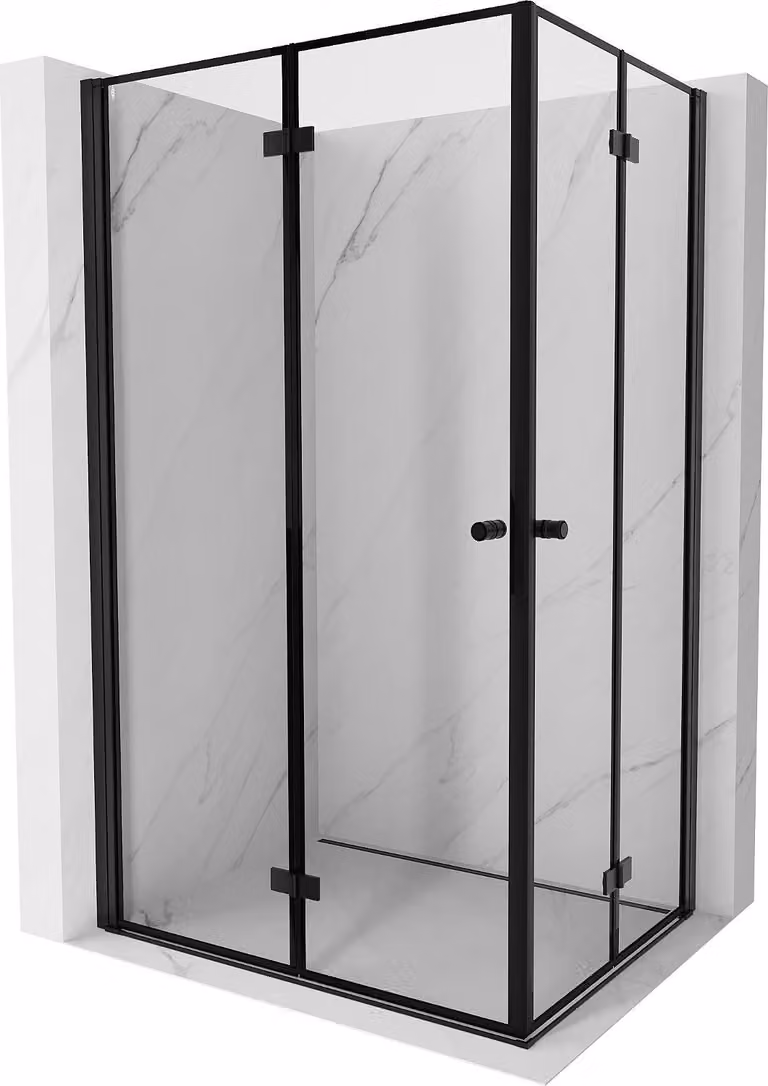 Mexen Mist-F Duo cabina doccia pieghevole sinistra 100 x 70 cm, cornice nera, nero - 8A6-100L-070P-70-70