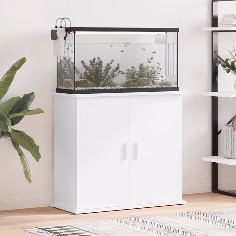 vidaXL Supporto per Acquario Bianco in Legno con Ante a Battente L: 81 cm, P: 36 cm, H: 73 cm