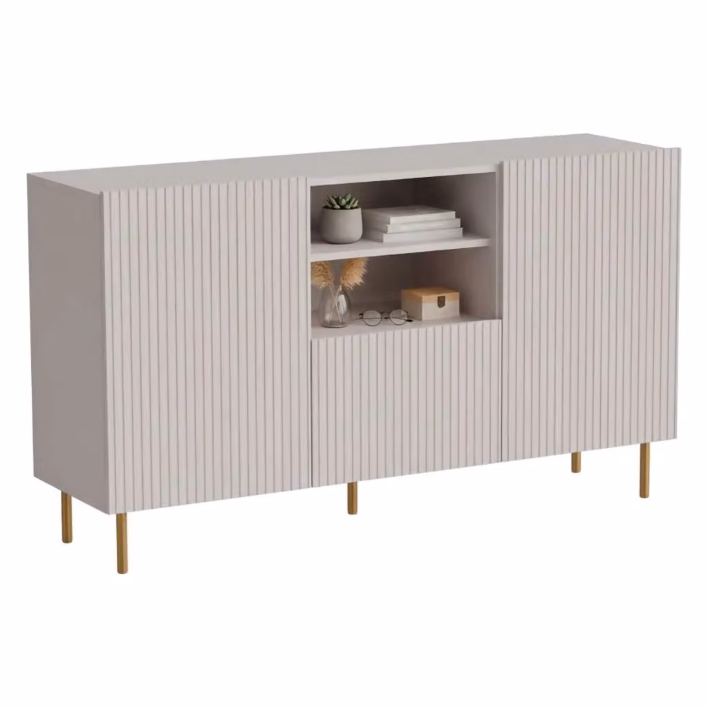 Madia DMORA Stornara Beige con cassetti soft close e design moderno L 150 x P 42 x H 82 cm – 2
