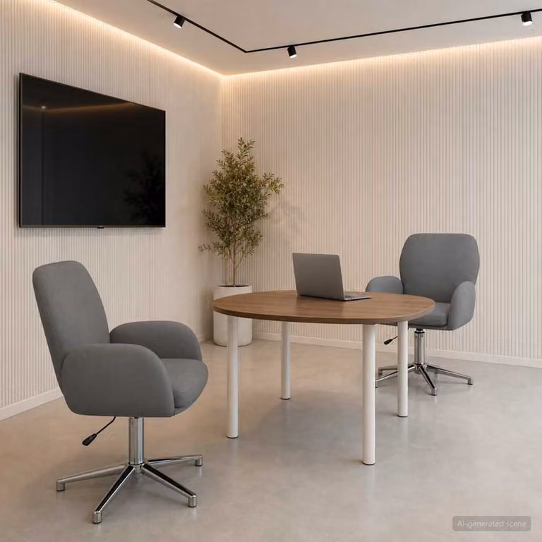 Set di 2 sedie da scrivania girevoli vidaXL in tessuto grigio, L/P/H: 54 x 58 x 90 cm