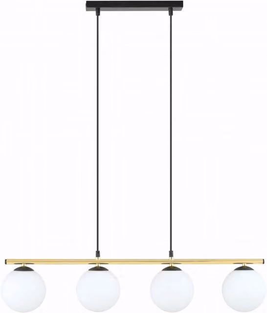 Lampadario Emibig Allora in vetro e metallo con 4xE14, bianco, oro e nero