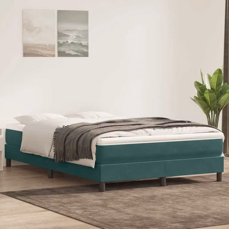 Maison Exclusive - Giroletto a Molle con Materasso Verde Scuro 160x220 cm Velluto