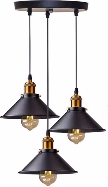 Lampada a Soffitto Industriale Retro in Metallo Nero con Attacco E27 e Funzione Dimmabile
