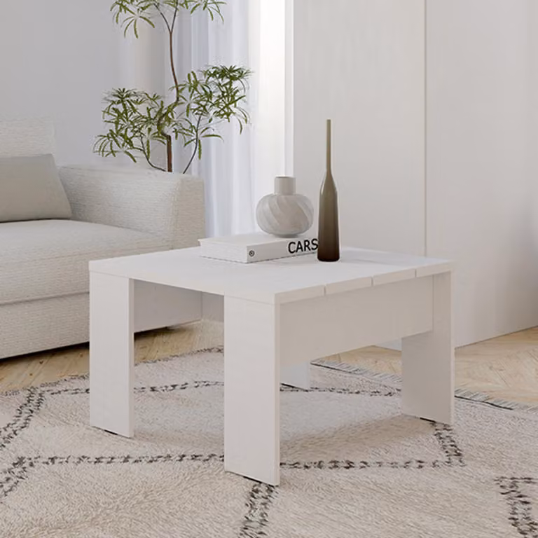 Magre - Tavolino da Salotto, 67x67x43h cm Bianco Opaco, Forma Quadrato