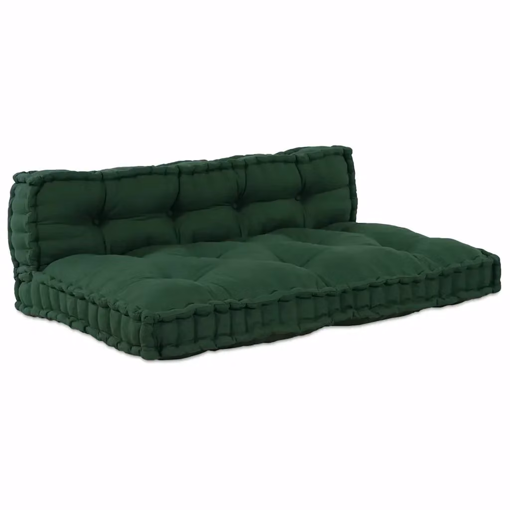 Set di 2 cuscini per divano pallet vidaXL in tessuto traspirante verde L: 120 cm, P: 80 cm, H: 38 cm – 2