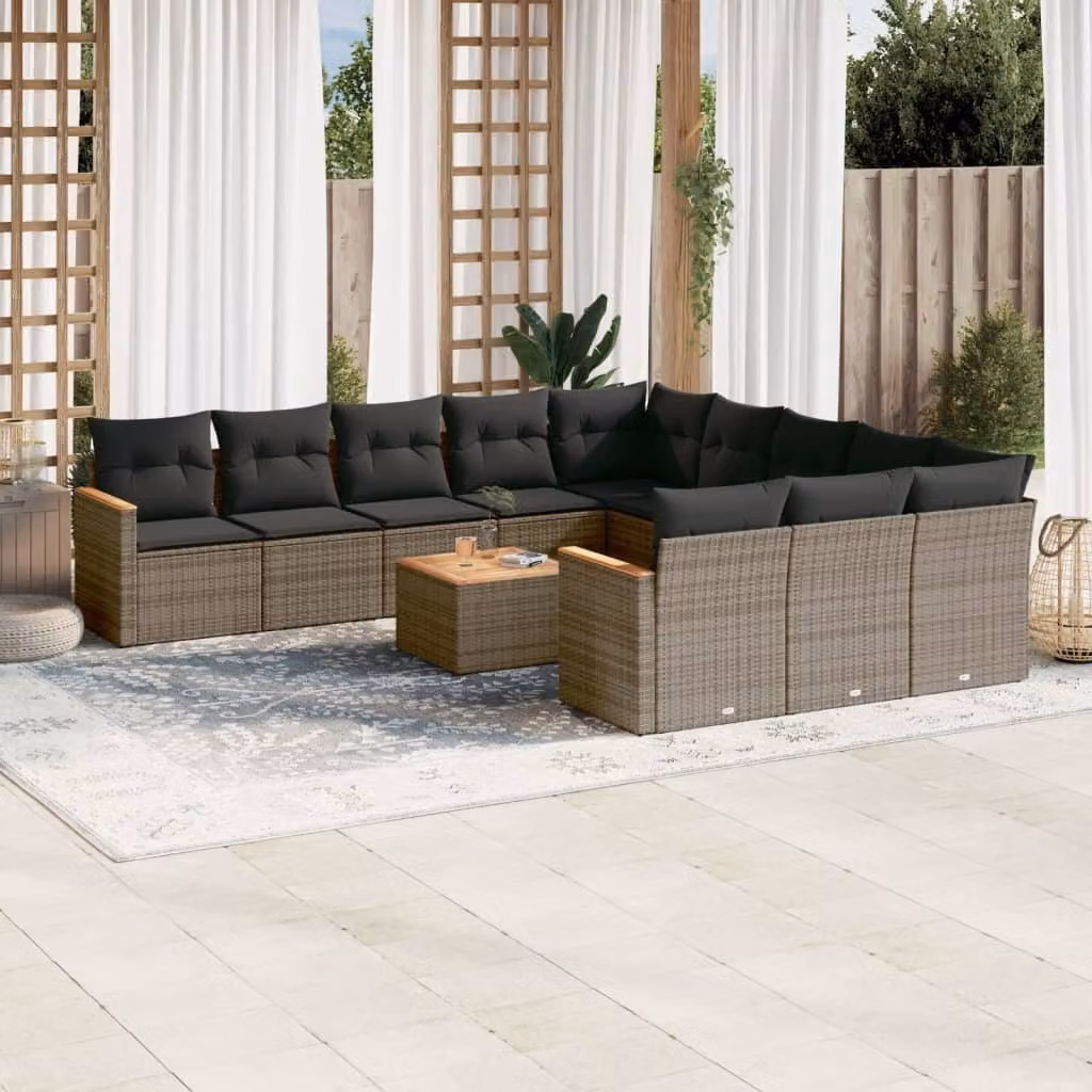 Maison Exclusive - Set Divani da Giardino 12 pz con Cuscini Grigio in Polyrattan