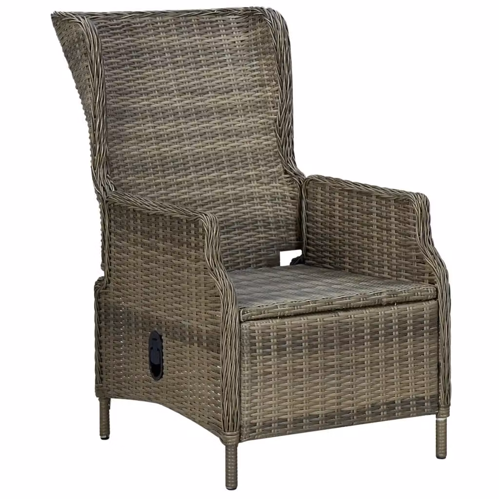 Set da pranzo da giardino vidaXL in polyrattan marrone e nero con tavolo in vetro, 9 pezzi