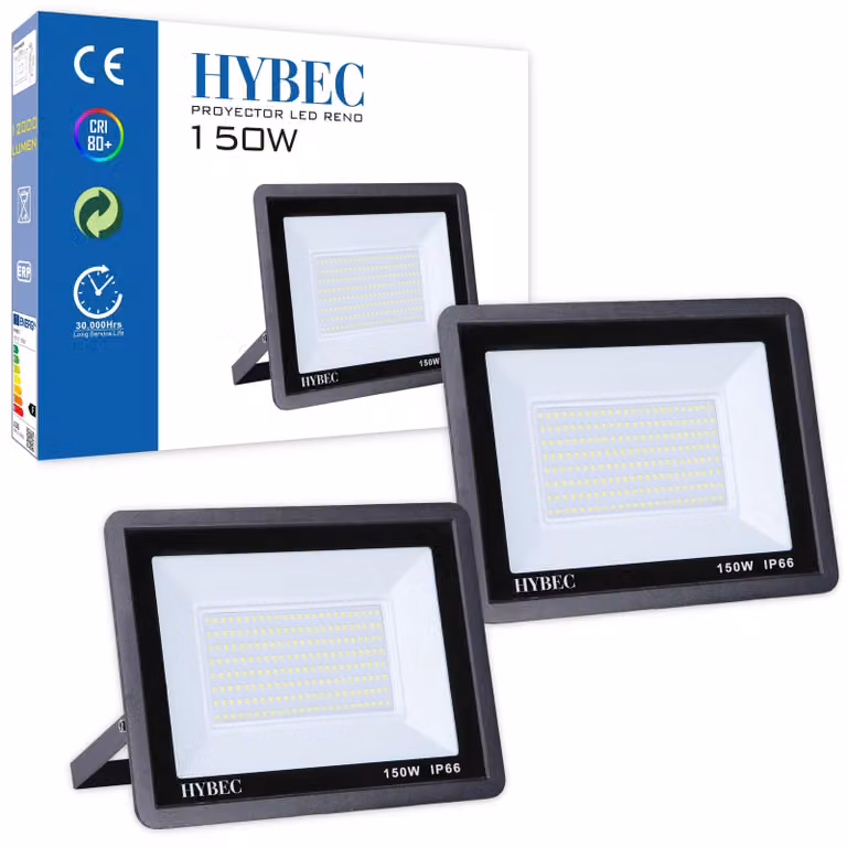 Faretto a LED da 150W, 3000K, luce calda, grado di protezione IP66 (confezione da 2)