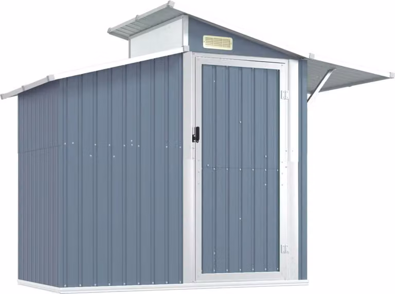 Capanno da Giardino Grigio 270x130x208,5 cm Acciaio Zincato