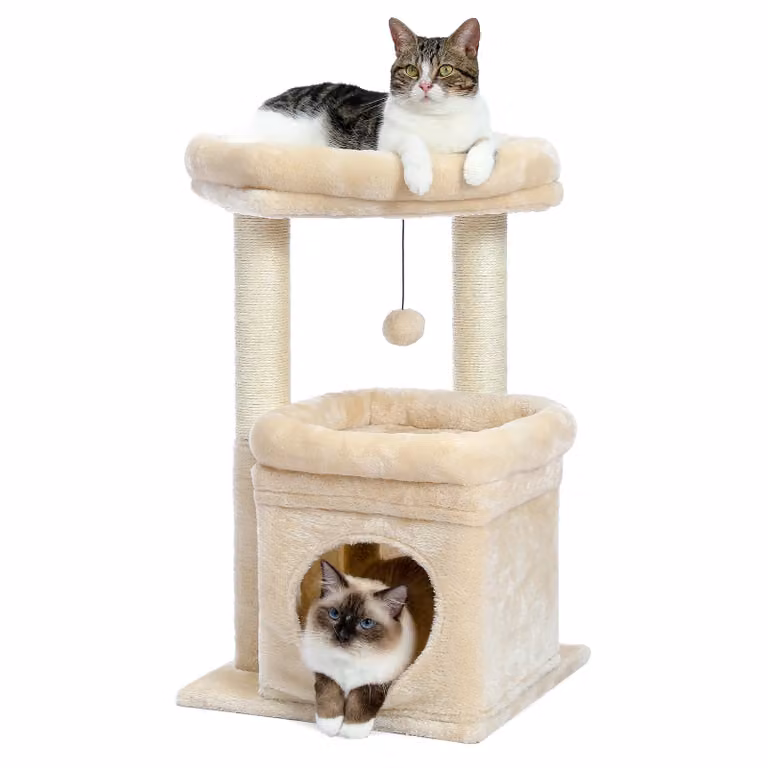 Albero per gatti, Accogliente condo, Tiragraffi in sisal naturale, AMT0179BG, M