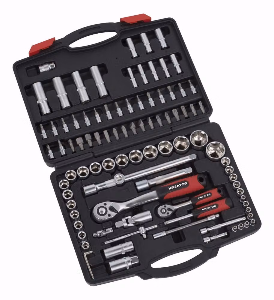 Set di chiavi a bussola da 1/2" e 1/4" in valigetta, 94 pezzi. Chiave dinamometrica KREATOR