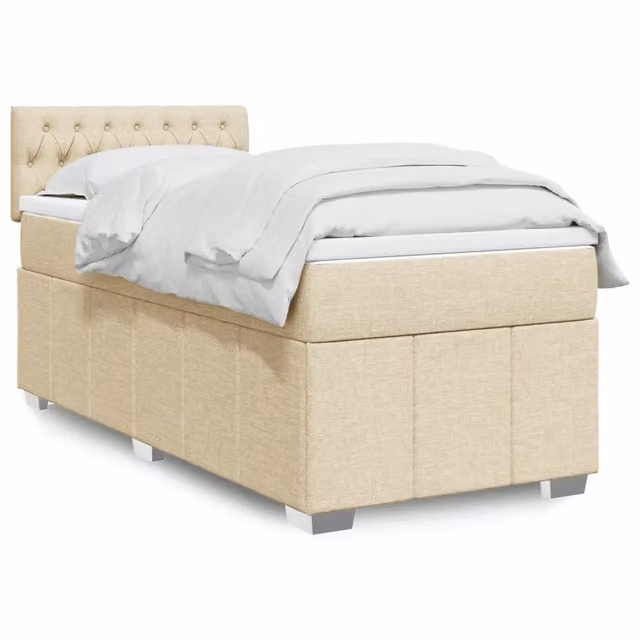 Letto Ibrido con Giroletto a Molle e Materasso vidaXL, Colore Beige e Bianco, L/P: 90 x 200 cm