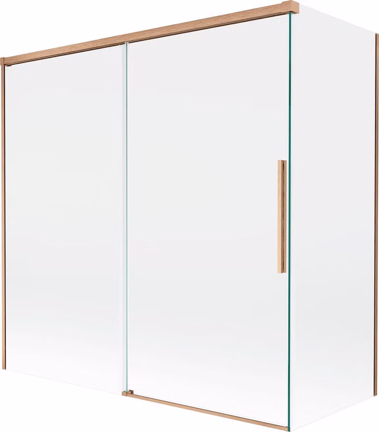 Mexen Rox paratia doccia, 2 ante scorrevoli 160 + 70 x 150 cm, trasparente, rame spazzolato - 8C9-160-070-65-00