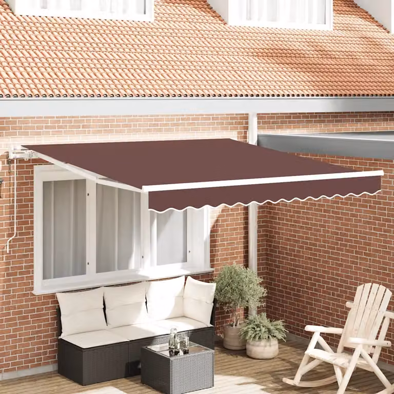 Tenda da Sole Retrattile Automatica con Telecomando vidaXL in Alluminio e Poliestere, Marrone, L: 300 cm, P: 250 cm