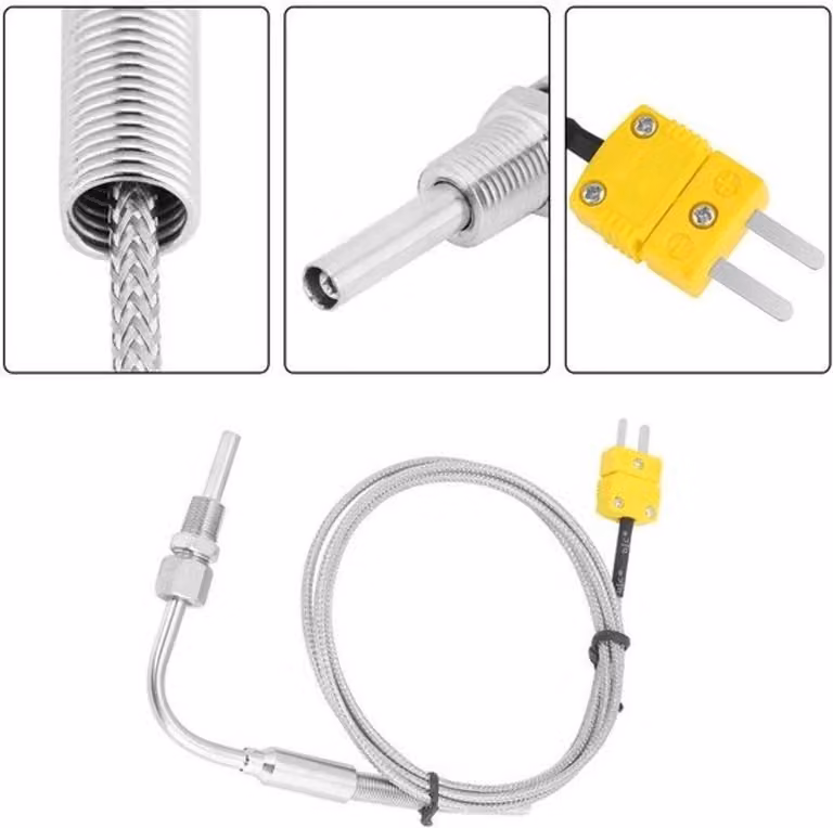 Termocoppia di tipo EGT K – Sensore di temperatura dei gas di scarico resistente al calore, con punto di contatto visibile e connettore. Termocoppia mini di tipo K per misurazioni di precisione