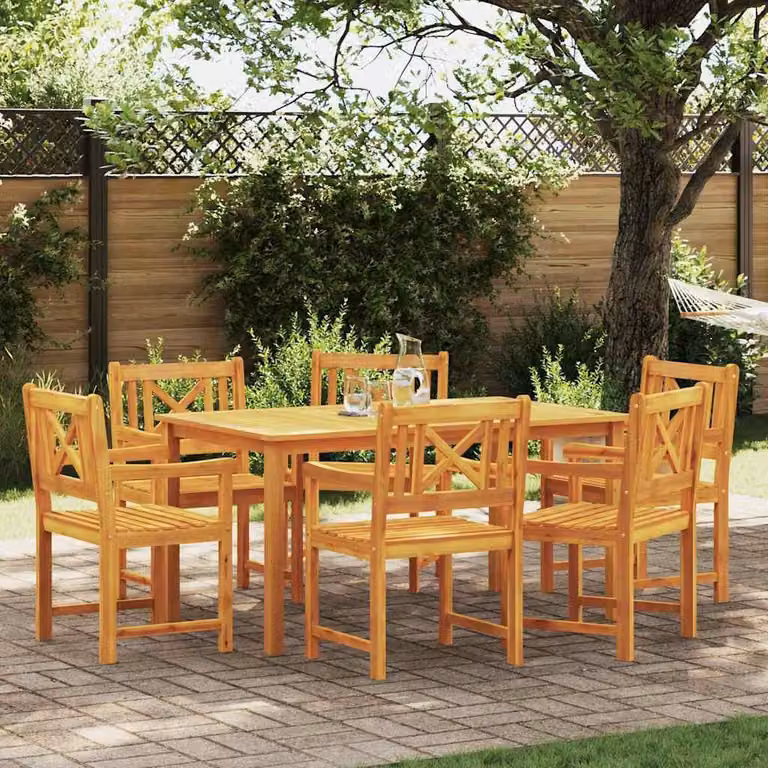 Maison Exclusive - Set da pranzo per esterno, 7 pezzi, legno massello di acacia, color marrone
