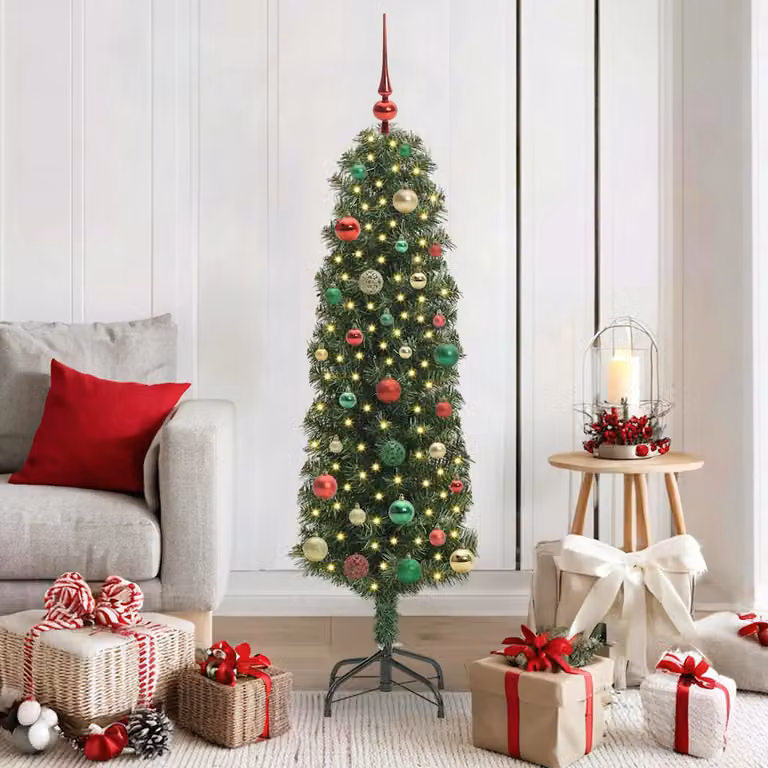 Albero di Natale artificiale moderno vidaXL verde con 150 LED luce bianca calda