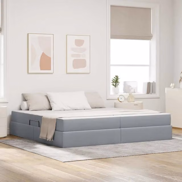 Letto con contenitore e materasso vidaXL in tessuto grigio e nero L/P: 200 x 200 cm, H: 280 cm