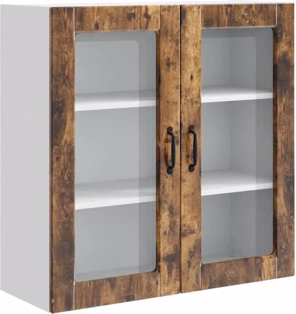 Armadio da cucina a parete moderno con 3 ripiani 80 x 31 x 80 cm in legno ingegnerizzato rovere fumo 02_0054413