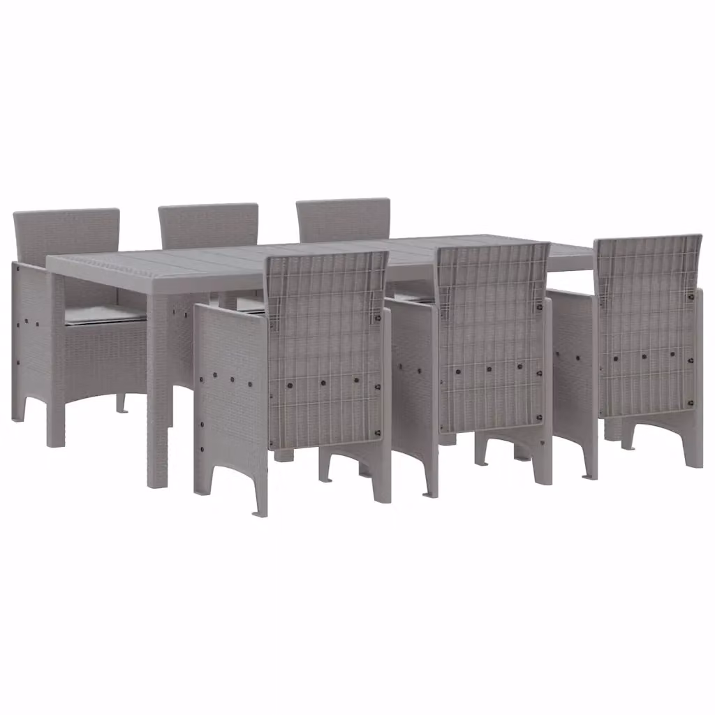 Set da pranzo per giardino e terrazza vidaXL in 7 pezzi grigio moderno in polipropilene e rattan sintetico – 2
