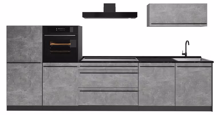 Cucina componibile Vicco R-Line Calcestruzzo/Antracite 340 cm piano di lavoro Antracite, Model 67285