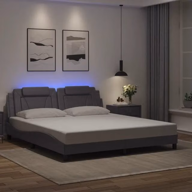 Giroletto Viana con LED senza Materasso-Struttura Letto Grigio 180x200 cm