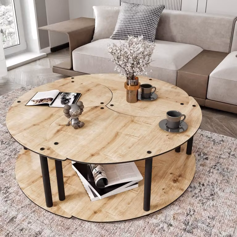 Gignese - Tavolino da Salotto, 70x70x38h cm Marrone Rovere, Modulabile