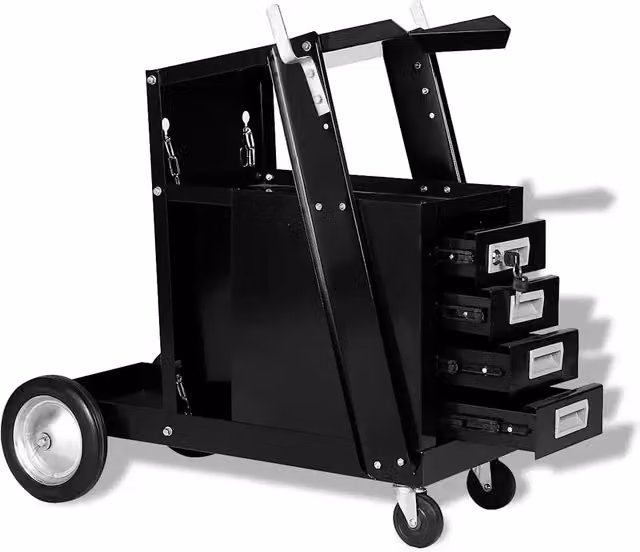 Carrello di Saldatura con 4 Cassetti Neri 142363