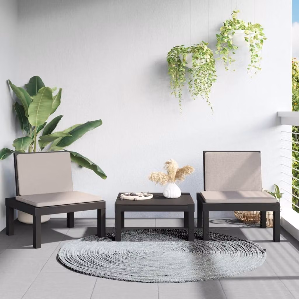 Maison Exclusive - Set Salotto da Giardino 3 pz con Cuscini Antracite in PP