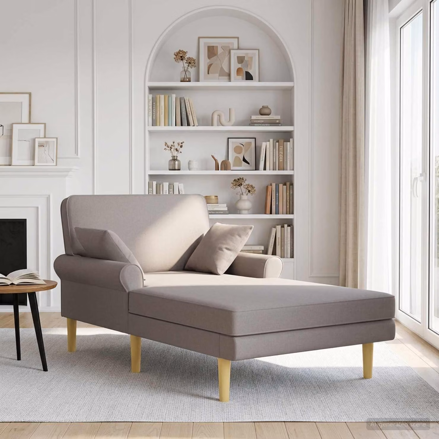 Chaise longue moderna vidaXL in tessuto beige o grigio con cuscini inclusi e coperture rimovibili, L: 174,0 cm, P: 106,0 cm, H: 86,0 cm