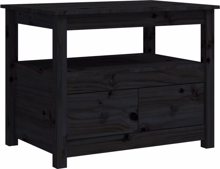 vidaXL Tavolino nero 71x49x55 cm in pino massiccio - Tavolino - Tavolini - Tavolino - Tavolo da divano