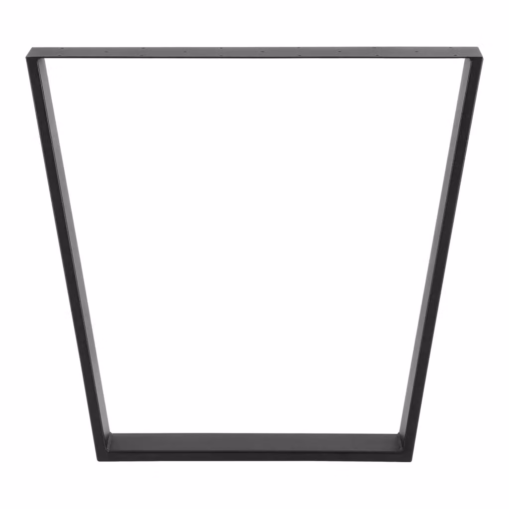 Set di 2 gambe per tavolo in acciaio con tappi di protezione, regolabili da 55 a 75 cm, Altezza: 55-75 cm, Larghezza: 72 cm, colore nero opaco – 2