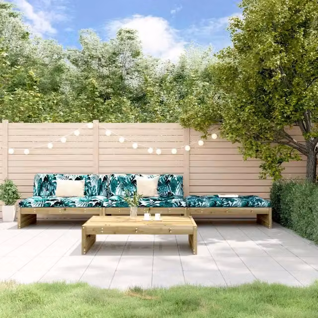 Set Divani da Giardino 4pz con Cuscini Legno Impregnato di Pino 3186143