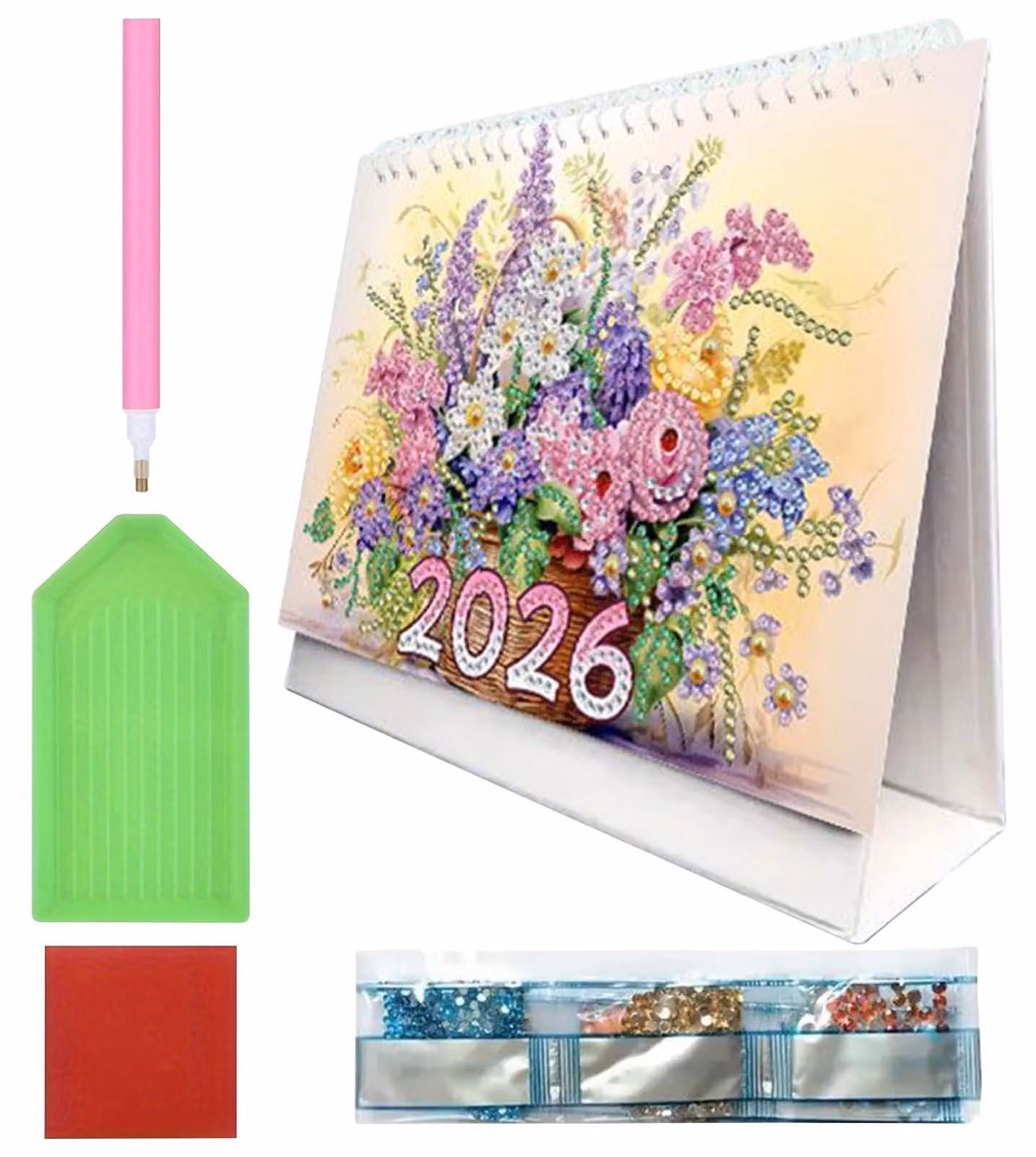 Calendario artigianale con strass per il 2026