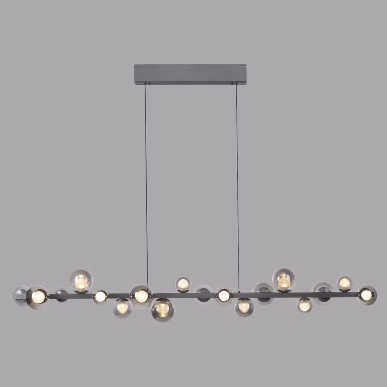 Lampada a sospensione a LED PAUL NEUHAUS PURE E-Popup, grigia, regolabile in altezza elettricamente, dimmerabile 2200–5000 K