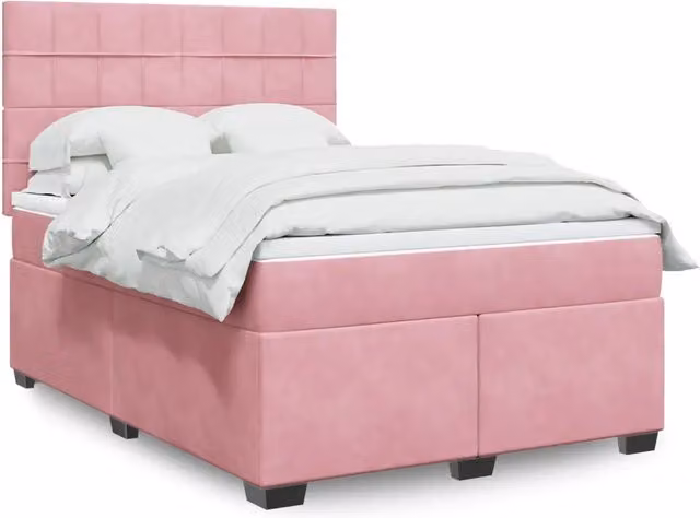 Giroletto a Molle con Materasso Rosa 140x190 cm in Velluto 3293211