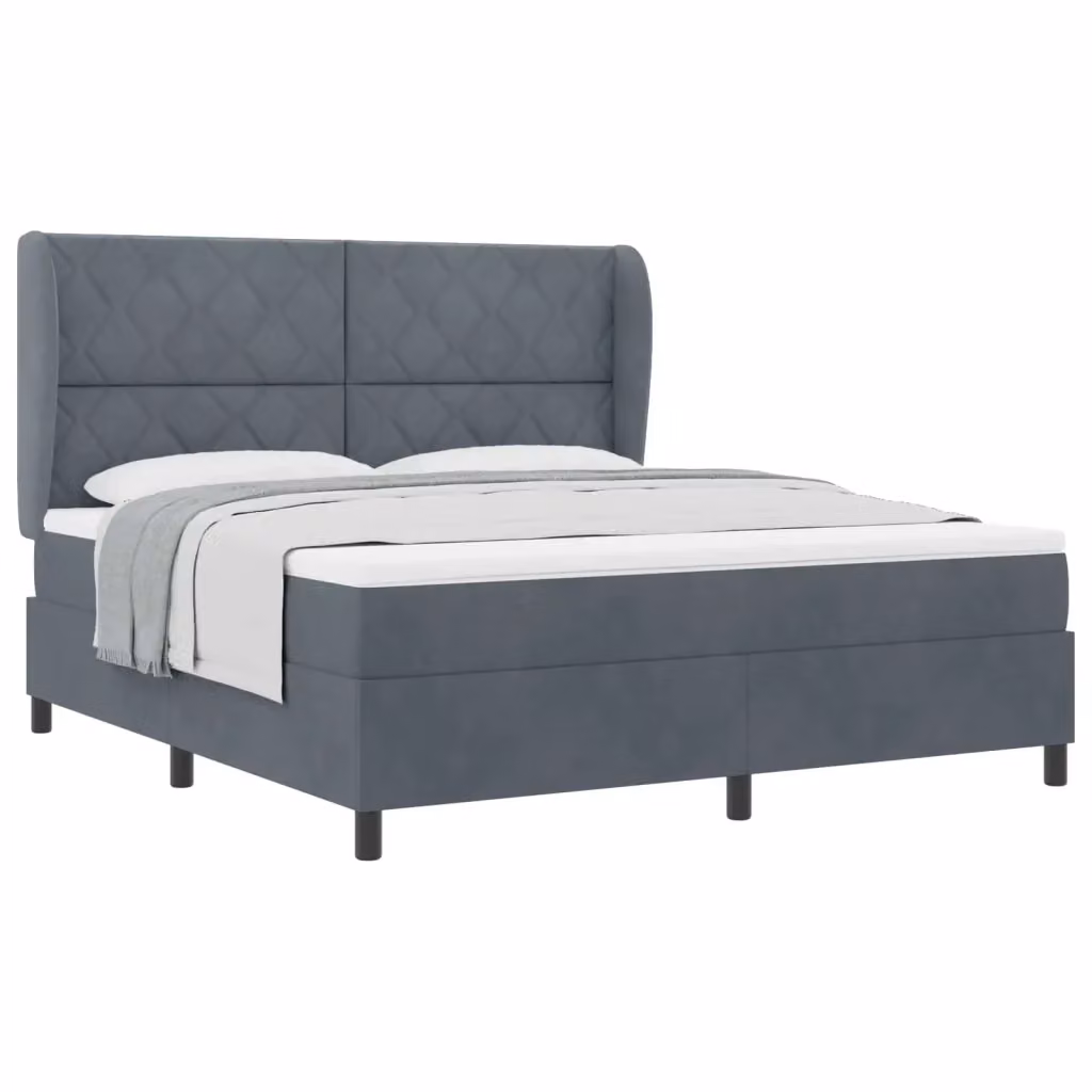 Letto Ibrido con Testiera in Velluto Grigio vidaXL L/P/H: 203 x 180 x 280 cm – 2