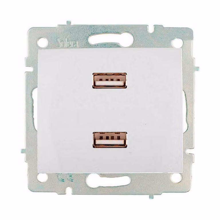Caricatore doppio USB 230V 5V 4200mA Bianco IT EMPOTRAR ERP2USB S.Europe SOLERA
