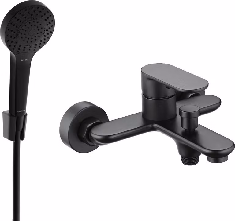Mexen Milo R05 rubinetto per vasca da bagno con set doccia, nero - 7133R05-70