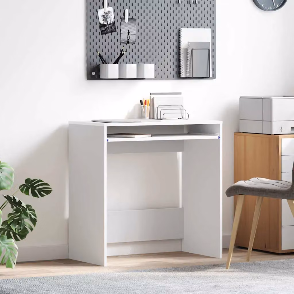 Scrivania bianca vidaXL in legno MDF con finitura opaca L: 77.5 cm, P: 43 cm, H: 79 cm
