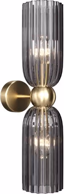 Applique contemporanea Maytoni Antic con 2 luci E14 in metallo oro e vetro grigio