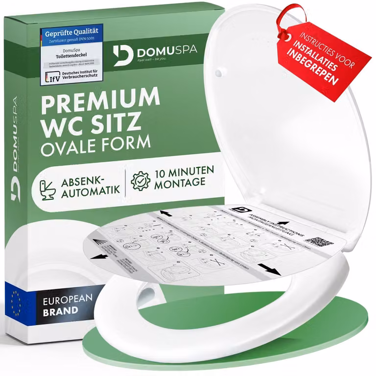 Copertura per WC ovale con sistema di chiusura ammortizzata e materiale antibatterico